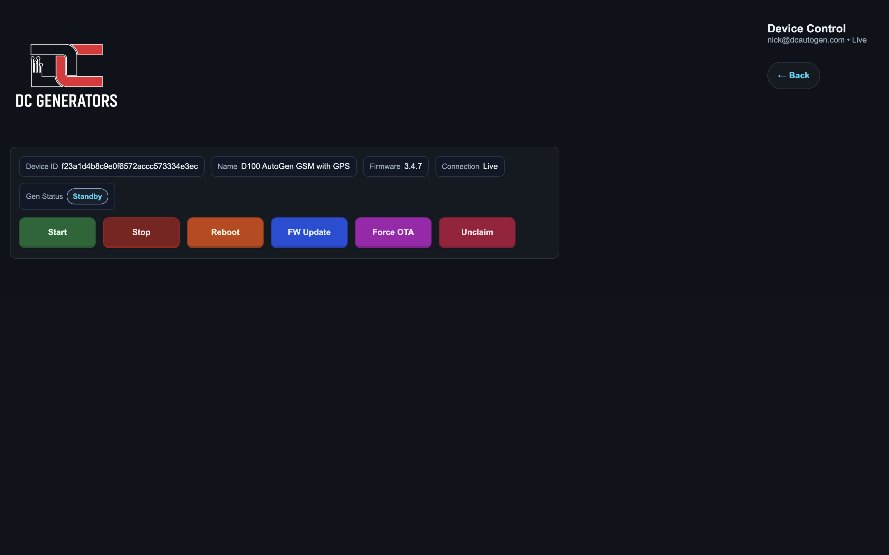 Admin device Manage page