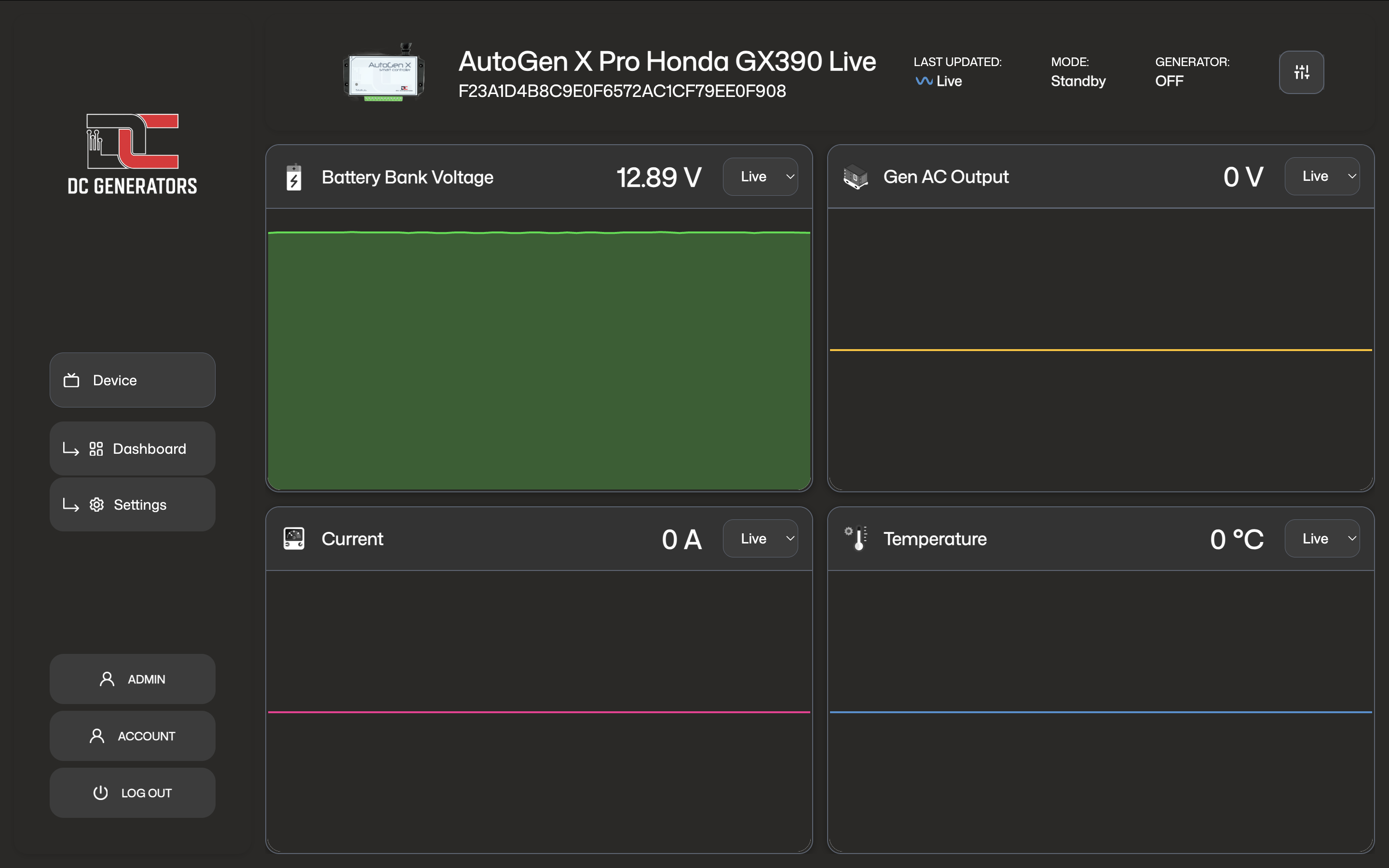 X Pro live telemetry in the web dashboard